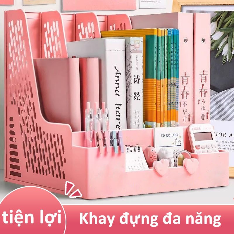 Kệ Đựng Sách 4 Ngăn Màu Pastel – Kệ Đựng Tài Liệu & Hồ Sơ Văn Phòng Đa Năng Lưu Trữ Giấy Tờ Gọn Gàng