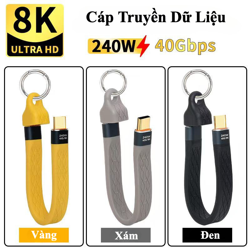 Cáp USB4 mới Type C to type C - đường truyền Thunderbolt 4/40Gbps - Sạc nhanh  240W - Video 8K