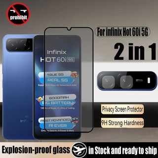 Kính cường lực chống gián điệp 2 trong 1 Infinix Hot 60i 5G Bảo vệ màn hình riêng tư cho Infinix Hot 60 50 Pro 50i 40i 4G MIỄN PHÍ FIRE & Ống kính máy ảnh