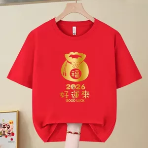 Trẻ em 2026 Năm Mới Chủ Đề Ngựa Áo Sơ Mi Gia Đình Đỏ Có Đồ Họa Lễ Hội Cho Ngày Lễ Kỷ Niệm Và Hình Ảnh