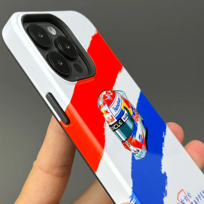 Ốp điện thoại mũ bảo hiểm Max Verstappen 2025 thích hợp cho iPhone17 16PM 15ProMax 11Pro 12MINI SAMSUNG S22 / 23 / 24 / 25 13plus 7 / 8 SE XS XR 2in1 Vỏ bóng