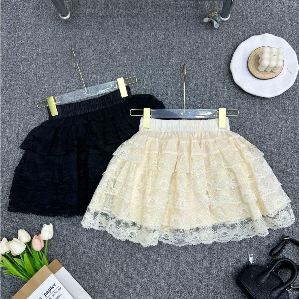 Chân Váy Nữ Dáng Xoè Kèm Quần Trong Váy Tầng Xòe Bᶖgsize Dễ Thương Chất Ren Dày Dặn Phong Cách Trẻ Trung ESHOP MS489