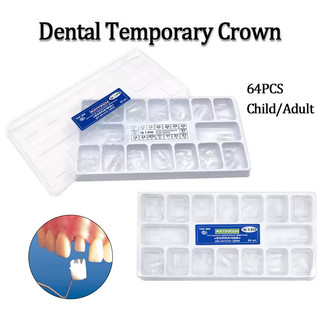 64 Chiếc Nha Khoa Trong Suốt Tạm Thời Vương Miện Nha Khoa Răng Rụng Trứng Của Người Lớn Trẻ Em Preformed Răng Hàm