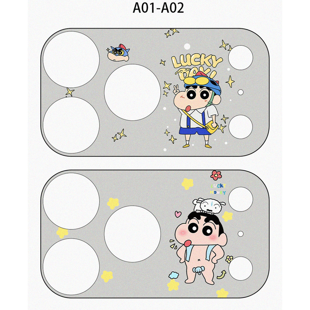 [2 Cái] Dành Cho iPhone 17 Pro / 17 Pro Max DIY Crayon Shin-chan Mềm Mờ Camera Giấy Dán Phim / Bảo Vệ Camera Chống Trầy Xước