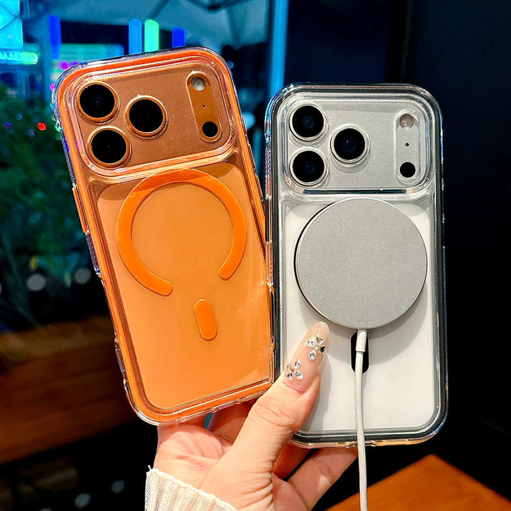 Ốp Điện Thoại Acrylic Từ Tính Cho iPhone 17 Pro Max 17 Air 16 Plus 15 14 13 12 11 Chống Trượt Cạnh Chống Sốc Bảo Vệ Vỏ