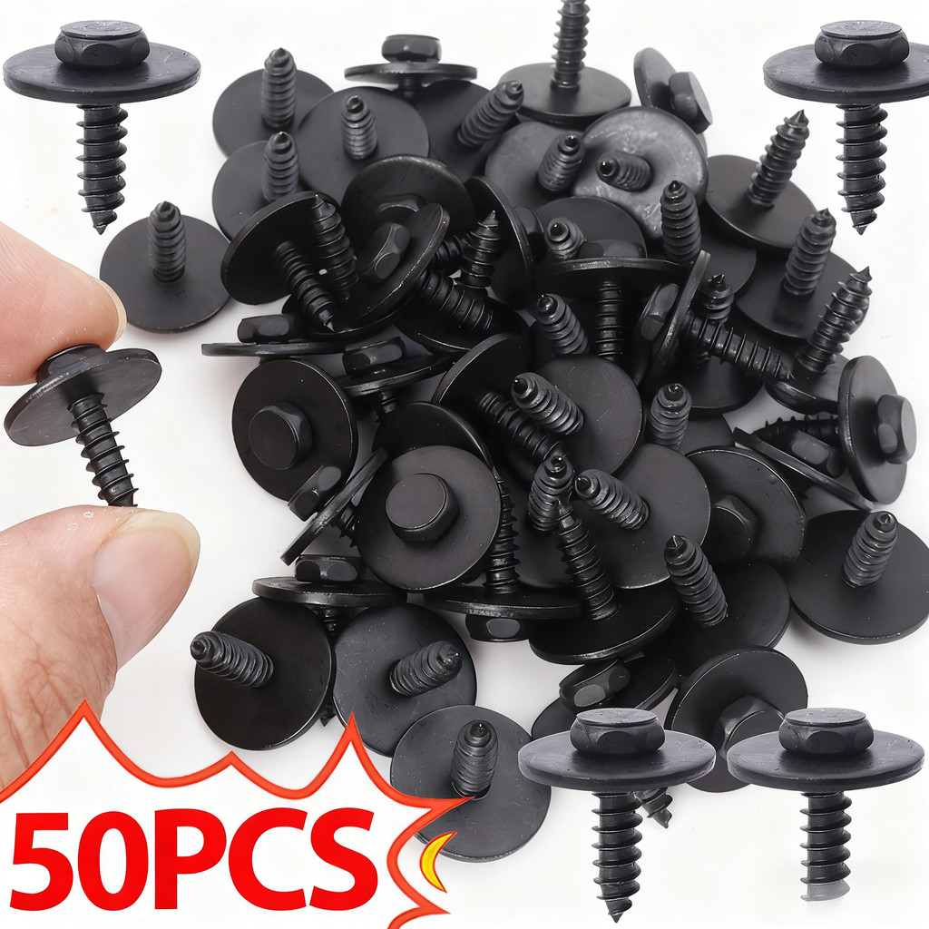 10 / 30 / 50 Cái Vít Tự Khai Thác Bằng Thép Đen Cho Xe BMW Mercedes Bumper Fender| Chốt nắp động cơ tự động Hex Head Thread|Bộ sửa chữa viền thân xe ô tô