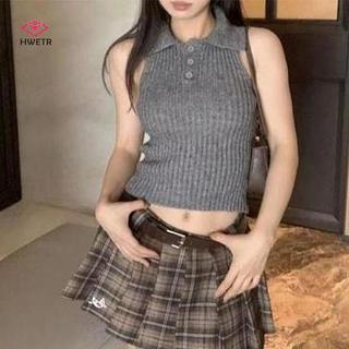 Áo Vest Phong Cách Hàn Quốc, Mỏng Dệt Kim Có Nút Không Tay Cho Nữ