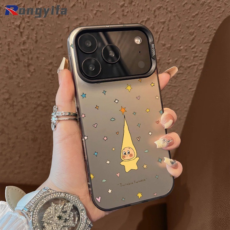 Ốp điện thoại hoạt hình lấp lánh lấp lánh cho iPhone 17 Pro Max Air 16E 16 Pro Max 15 14 Plus 13 12 Mini Pro Max Ngôi sao dễ thương Ốp lưng cứng chống sốc ngộ nghĩnh