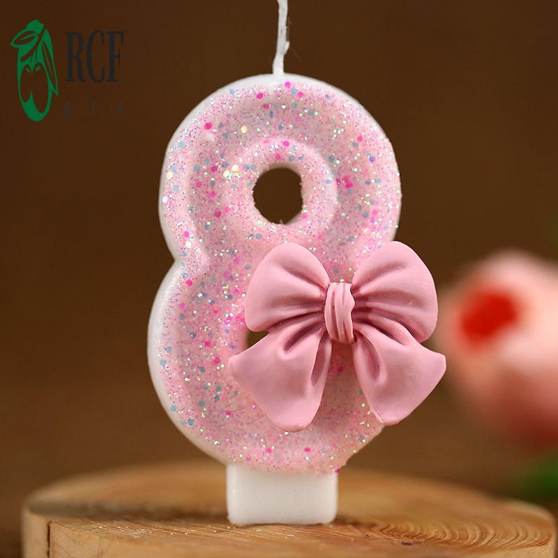 Bánh Sinh Nhật Số Nến Thiết Kế 3D Bánh Hồng Topper Trang Trí Thích Hợp Cho Bánh Cupcake Tự Chế