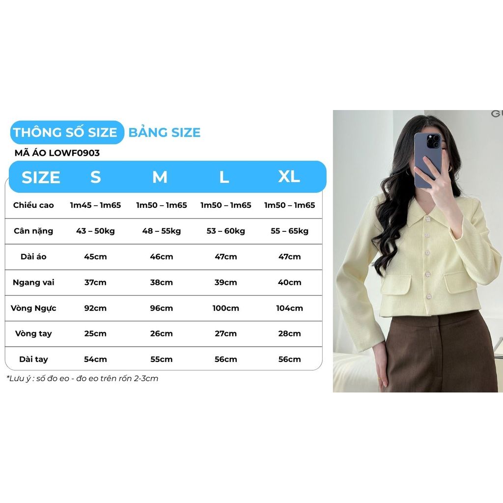 Áo Khoác Dạ Nữ GUMAC Dáng Lửng Suông 2 Lớp Phối Lá Cổ Lật Kèm Hai Nắp Túi Trang Trí LOWF0903