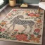 Thảm trải sàn phòng khách Boho nhung mịn họa tiết hổ & ngựa vằn – ít bám bẩn, hạn chế trơn trượt, trang trí sofa & bàn trà phong cách Ba Tư cổ điển