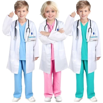 Thí nghiệm khoa học Trẻ em Áo choàng phẫu thuật Đồng phục y tế Áo khoác trắng Tập đi Bác sĩ Vai trò Chơi Y tá Trang phục Hiệu suất