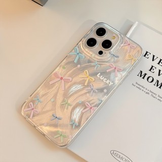 Ốp Lưng Cho iPhone 17 15 13 11 12 14 16 Pro Max XR X XS Max 14 16 8 7 Plus SE 2020 Air Vỏ bảo vệ đính đá nơ nhiều màu