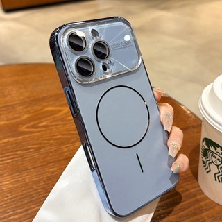 Camera Laser Sang Trọng Magsafe Cover fFOR iPhone 17 16 15 14 13 12 Pro Max 16Pro 15 ProMax Cửa Sổ Lớn Matte Từ Tính Vỏ Điện Thoại