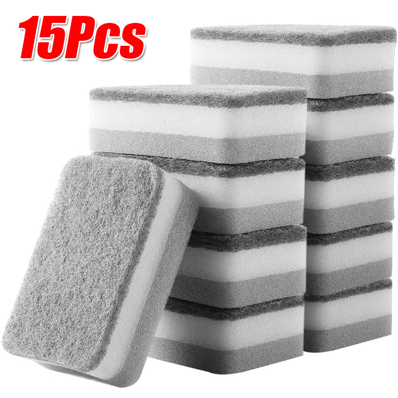 5 / 10 / 15 Chiếc Nước Rửa Chén Nhà Bếp Làm Sạch Bọt Biển / Hai Mặt Nén Cọ Rửa Miếng Đĩa Vải Dụng Cụ