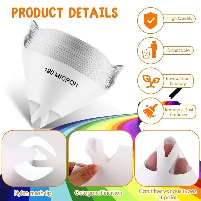 50 / 100 / 150 Cái 190 Micron Giấy Sơn Phễu Bộ Lọc / Dùng Một Lần 100 Lưới Lọc Lọc Phễu