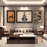 Bộ 3 Tranh Hoa Đào Hoa mai tráng gương trang trí tết decor phòng khách phòng làm việc mamng lại không gian sang trọng — ảnh 5
