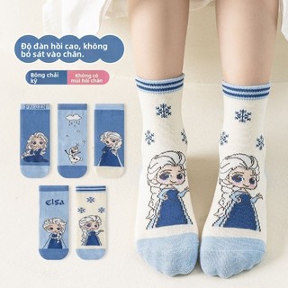 Vớ trẻ em Elsa – Hình công chúa dễ thương, chất liệu mềm, vớ cổ trung phù hợp mùa thu