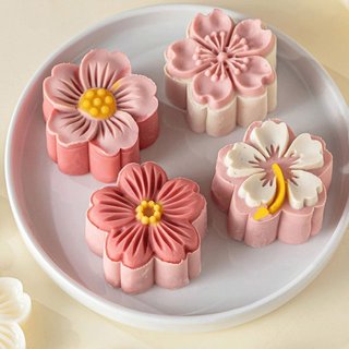 Khuôn hoa đào, hoa mai nhấn lò xo 30g - 50g - 65g làm bánh trung thu, phục linh, bánh dứa - SUNND
