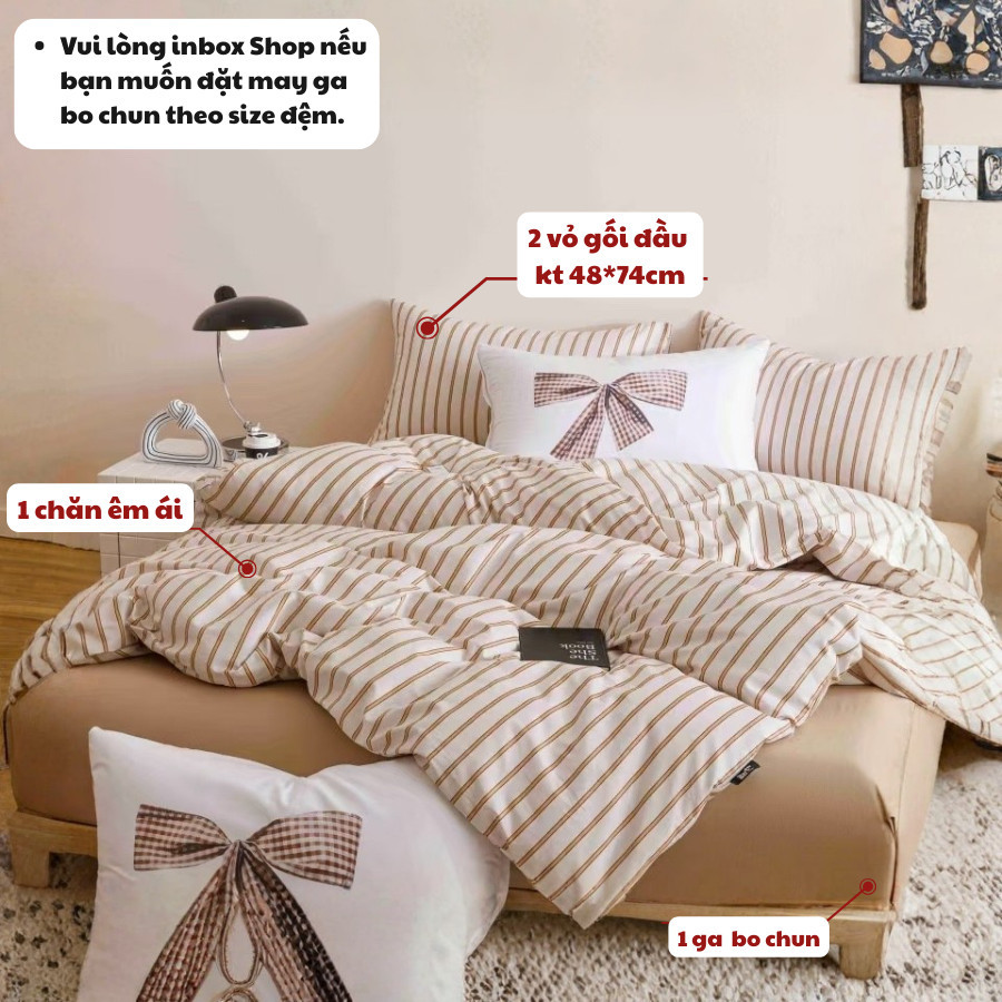 (ST882) Bộ chăn ga gối cotton Memminbedding Luxury thiết kế mềm mại, thoáng mát, thấm hút mồ hôi tốt
