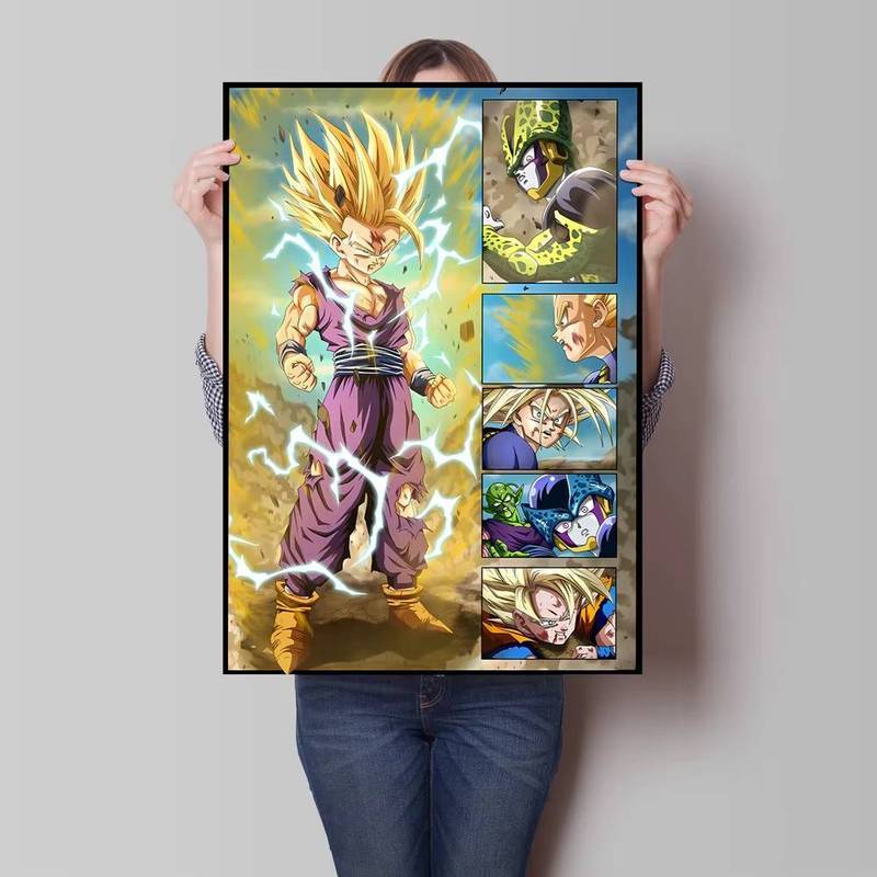 Anime Nhật Bản Dragon Ball Goku Nhân Vật Cổ Điển Poster Canvas In Tường Nghệ Thuật Hiện Đại Phòng Khách Trang Trí Phòng Ngủ Frameless