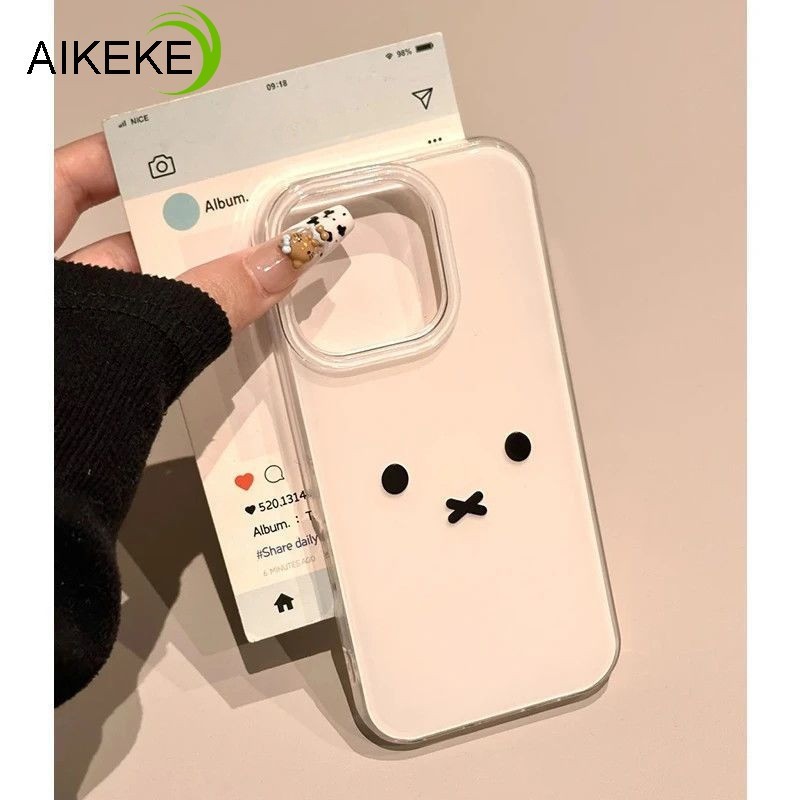 Ốp Lưng Màu Trắng Thỏ Dễ Thương Cho OPPO Reno 14 14F 13 13F 12 12F 11 11F 11A 10 9 8 Pro Plus F FS 8T 8Z 7Z 7 Lite 4G 5G Ốp Điện Thoại Kitty Dễ Thương Hình Gấu Đơn Giản Trong Suốt