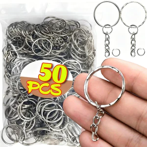20 / 50 Chiếc Móc Khóa Trống Mạ Bạc - 25mm Split Keyfobs DIY Phụ Kiện
