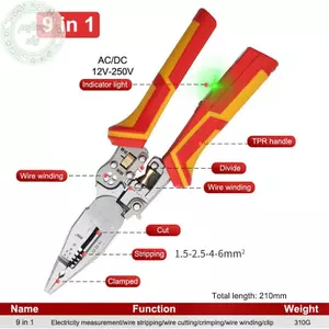 Kìm điện PUSKY tuốt dây đa năng 8 trong 1, đo điện, chống trượt VN
