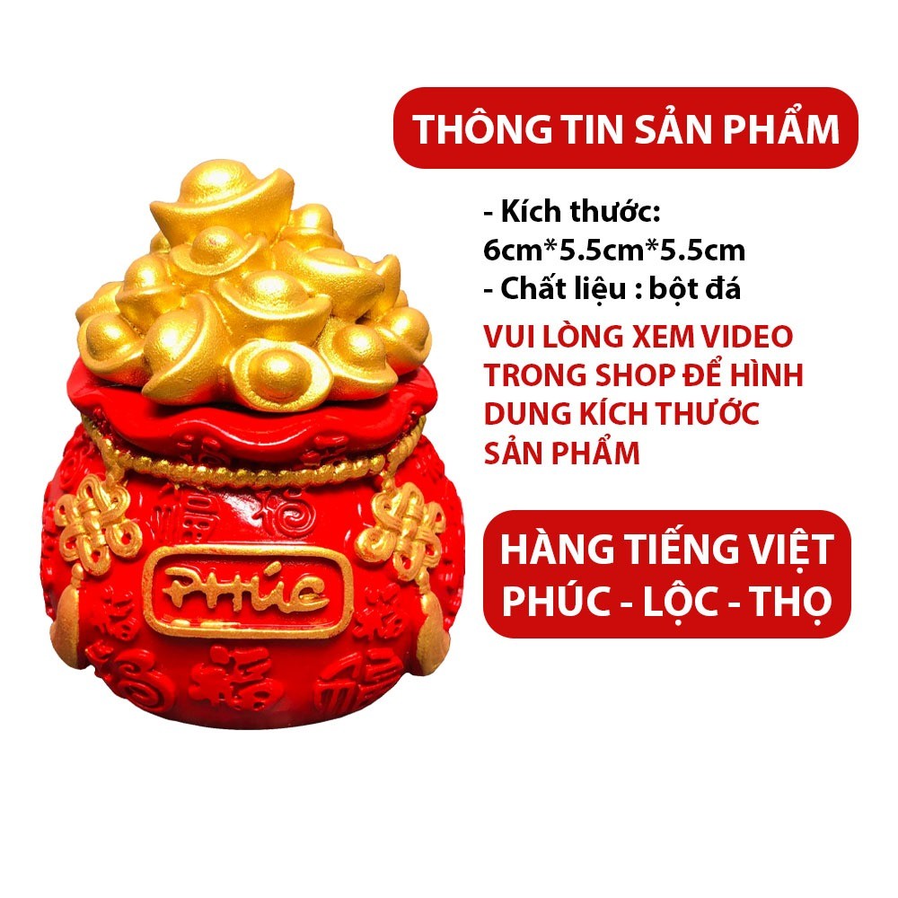 Hũ Đựng Muối Gạo Chữ Phúc Lộc Thọ Trang Trí Ban Thờ Thần Tài Thổ Địa