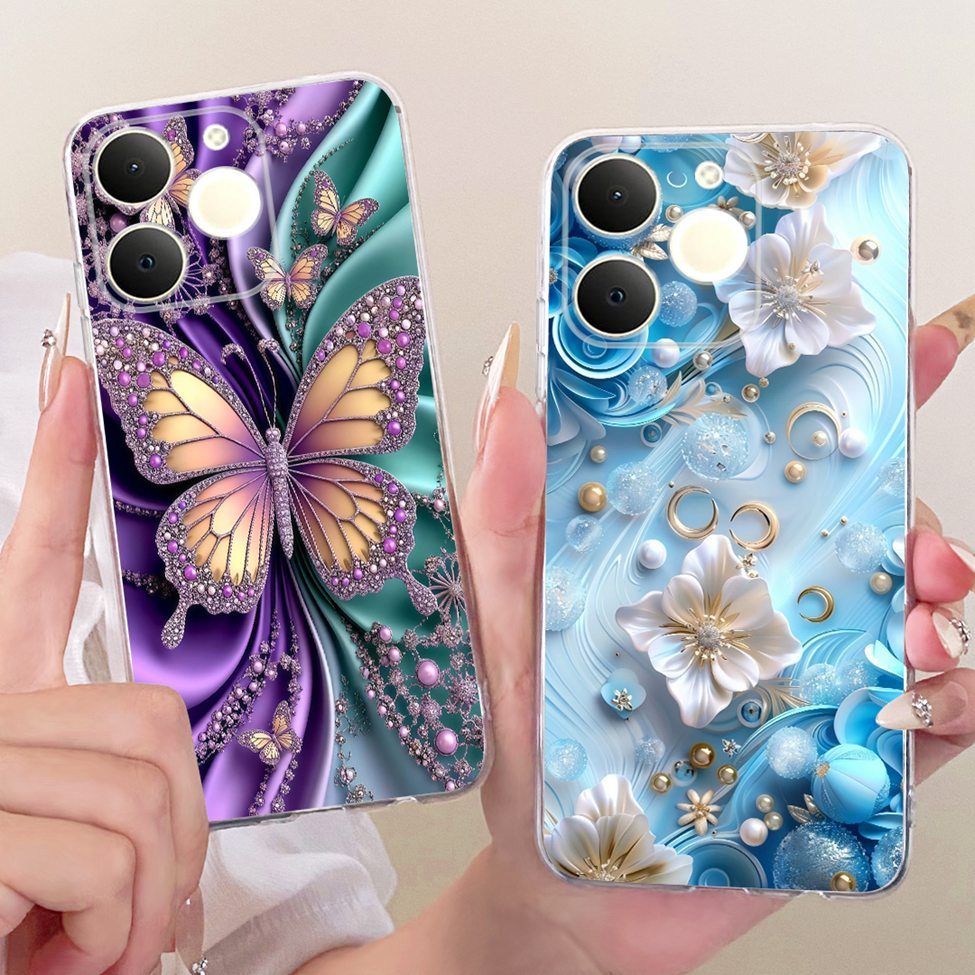 Rõ ràng ​​​​​​​Dành Cho Realme Note70T RMX5133 Dành Cho Realme Note 70 Vỏ Bướm Thời Trang Mèo Dễ Thương Sơn Thoáng Mát Vỏ Điện Thoại Mềm