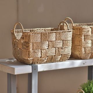 Tự Nhiên Phong Cách Retro Dây Giấy Dệt Giỏ Chứa Đồ Thích Hợp Cho Gia Đình Phòng Khách Phòng Ngủ Ngoài Trời Bàn Cà Phê Để Bàn Lưu Trữ Giỏ Chứa Đồ