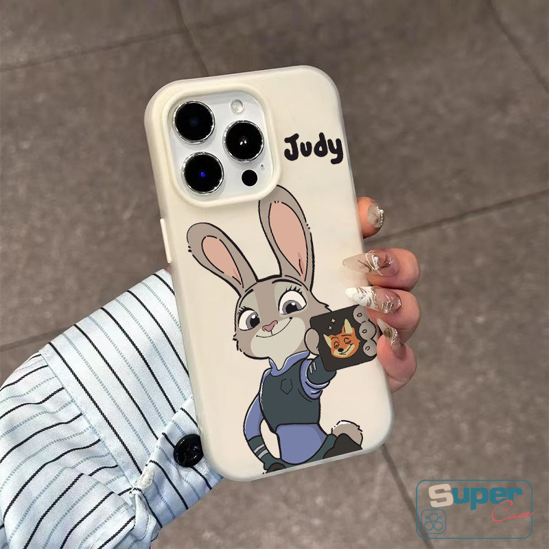 Ốp Lưng Tương Thích Cho IPhone 13 15 17 16 11 14 12 Pro Max 15 16 17 Pro XR Air 7Plus X XS Max Cặp Đôi Thời Trang Thỏ Dễ Thương Cáo Hoạt Hình Zootopia Silicone Mới 2 in1 Cover