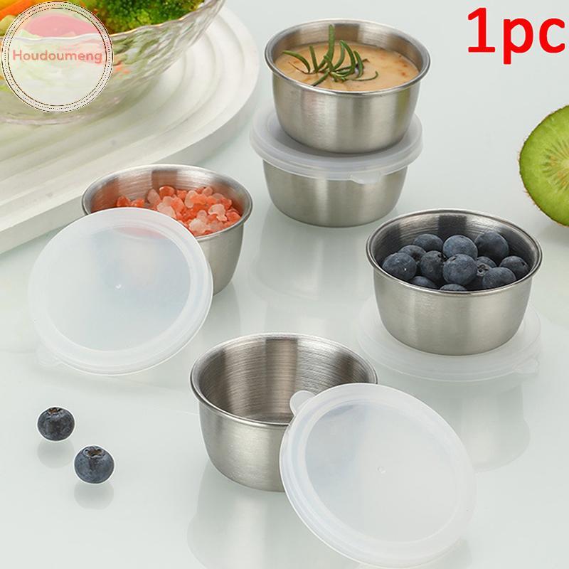 Cốc nước sốt nhỏ bằng thép không gỉ Hodou có nắp kín Gia vị di động Món ăn gia vị sốt cà chua Lẩu nhúng Bát đĩa Bộ đồ ăn VN
