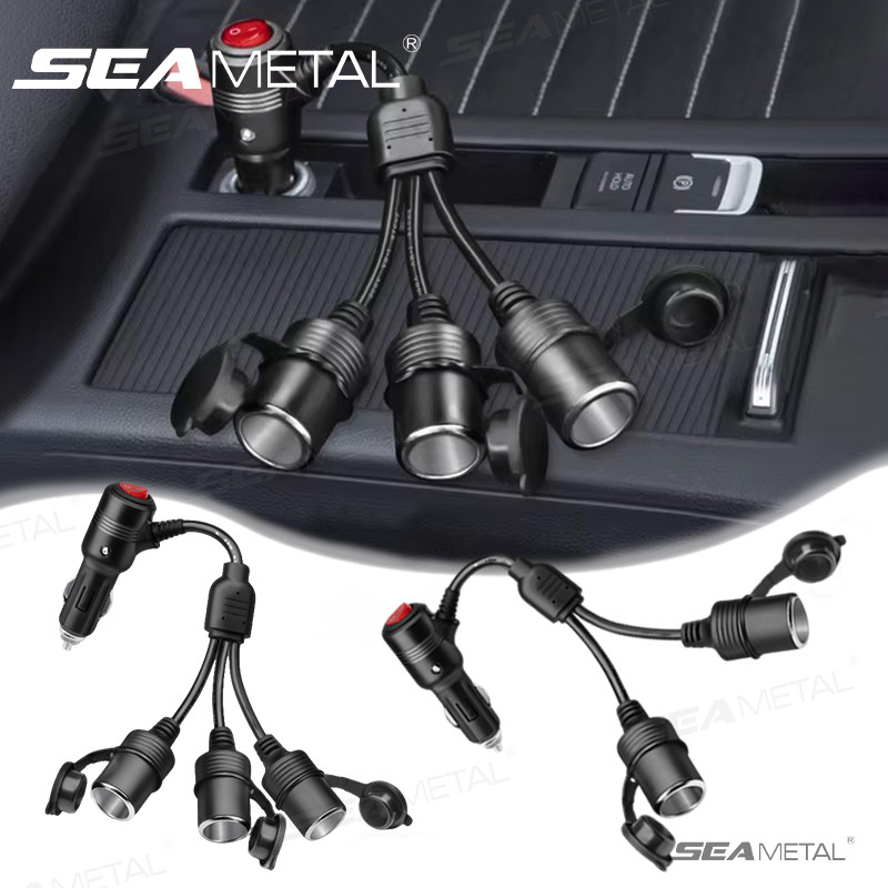 Bộ chia bật lửa thuốc lá ô tô SEAMETAL 180W 1 Nam đến 2 / 3 Ổ cắm nữ 12V / 24V Bộ chuyển đổi nguồn sạc nhanh có công tắc