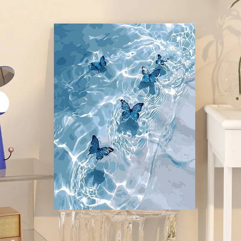 Phong cách mơ mộng phòng khách và phòng ngủ nền tường bướm trang trí tranh canvas, tranh canvas trang trí nhà cửa