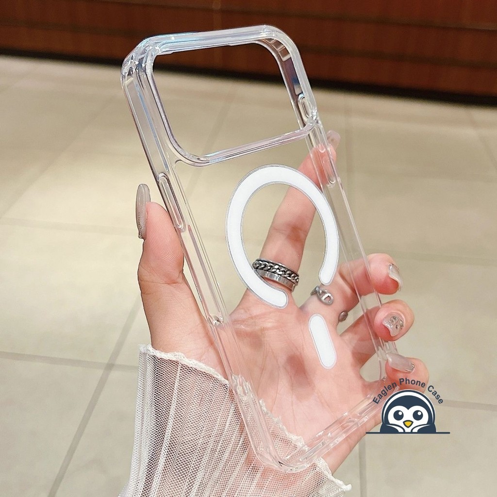 Ốp điện thoại trong suốt tích hợp từ tính cho iPhone 17 Air 16 16e 15 14 13 12 Mini 11 Pro XS Max XR 7 8 Plus Vỏ hấp dẫn Mặt sau doanh nghiệp Acrylic đơn giản