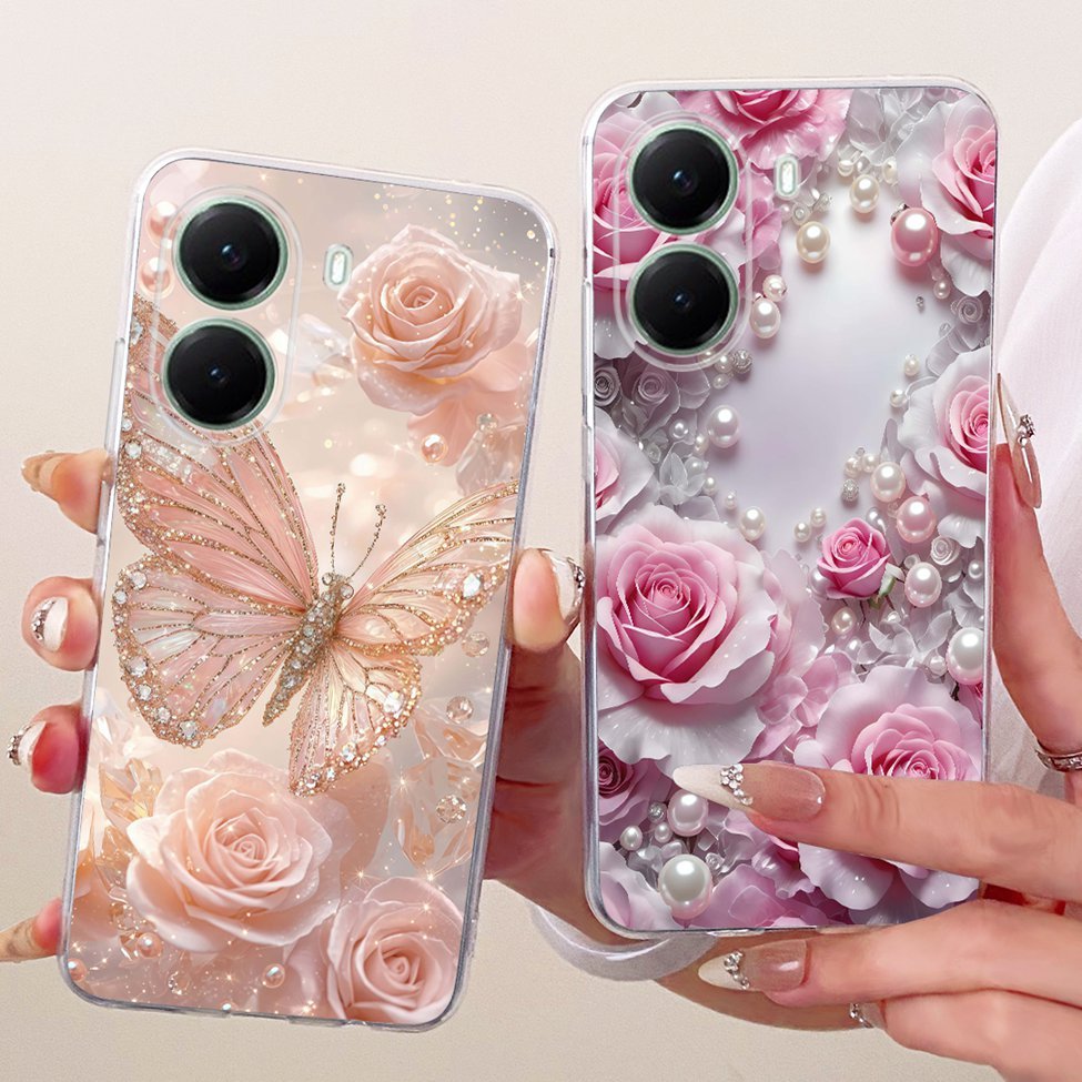 Vỏ Trong Suốt Cho Poco X7 Pro Ốp Lưng Mèo Dễ Thương Thời Trang Bướm Ngộ nghĩnh 2D Vỏ Sơn 2412DPC0AI 2412DPC0AG