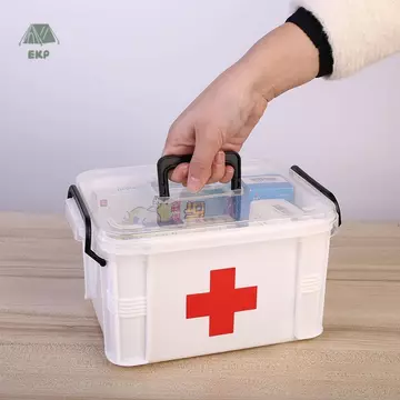 [EKP] Bộ sơ cứu Hộp lưu trữ thuốc Hộp khẩn cấp di động Hộp thuốc hai lớp Hộ gia đình Hộp đựng thuốc Bộ dụng cụ y tế Tổ chức lưu trữ tốt