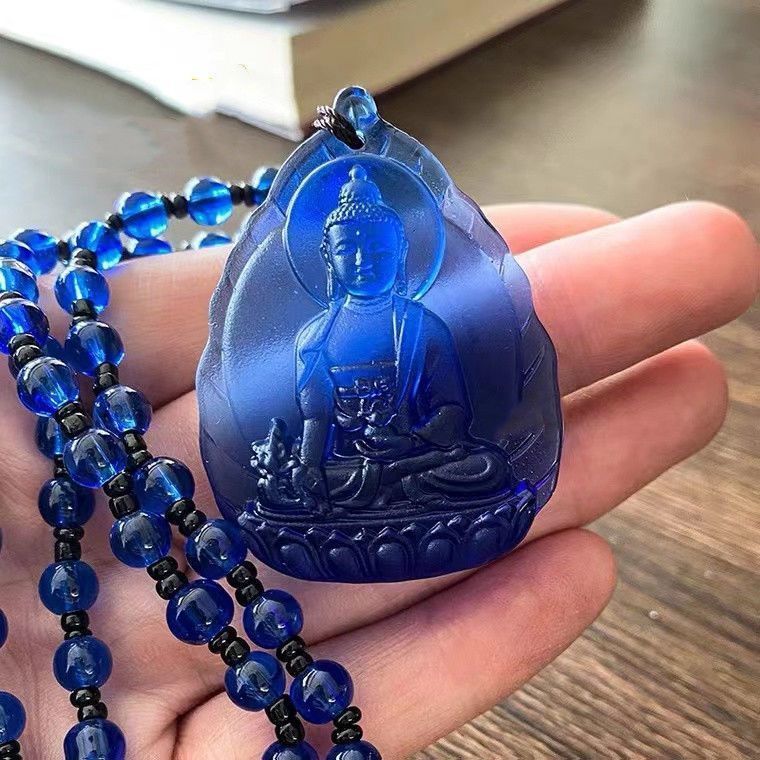 Mặt Dây Chuyền Phong Thủy Cho Nam và Nữ - Màu Xanh Tara với Hình Bồ Tát và Phật Quan Âm