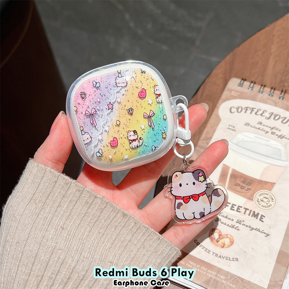[Ngôi sao tương lai] Dành cho Redmi Buds 6 Play Vỏ silicon mềm DIY Vỏ tai nghe mèo sáng tạo