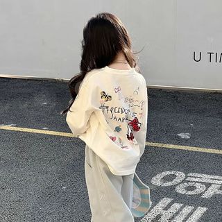 Áo thun dài tay bé gái phong cách Hàn – Form rộng dễ thương, họa tiết nổi bật