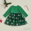 Tập Đi Bé Gái Giáng Sinh Một Dòng Đầm Sequin Ông Già Noel Cổ Tròn Tay Dài Tulle Chắp Vá Đầm