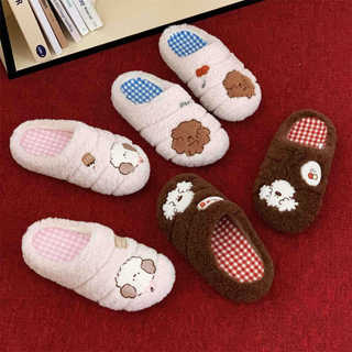 XIXITIAO Dép Cotton Nam Nữ Dễ Thương Lông Có Thể Tháo Rời Đế Phong Cách Mới Mùa Đông