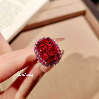 Trang sức kim cương đỏ corundum phong cách mới từ châu Âu và Mỹ, đầy màu sắc, phù hợp với nữ