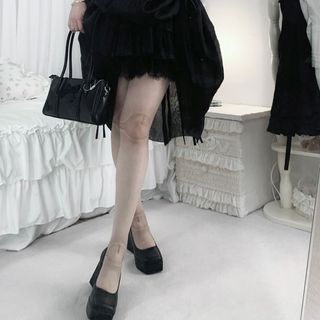 Tất NICOLOO Gothic, Tất búp bê chung phong cách ngọt ngào in hình nhung, Thiết kế dễ thương In họa tiết Gothic Chất liệu Cotton mới lạ Quần tất búp bê nối