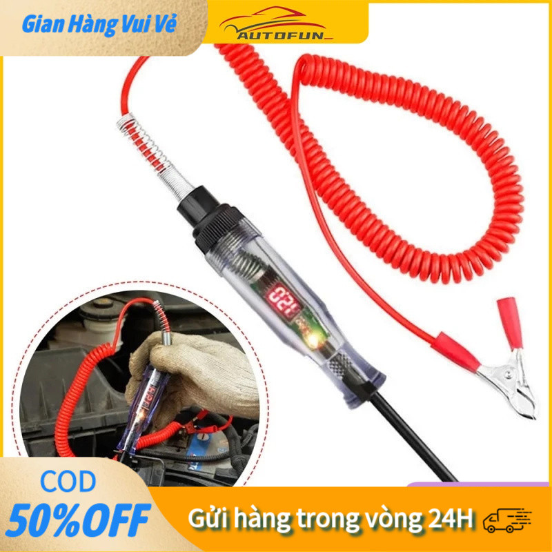 【24H】Bút Thử Điện Áp Xe Ô Tô DC 6V-120V Máy Kiểm Tra Mạch Điện Có Đèn Báo, Đầu Dò Kim Sắc Nhọn Siêu Bền
