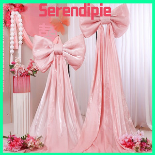 SEENDIPIE Phông nền treo tường nơ khổng lồ, Nơ 50x38cm Dải trôi 3 mét Trang trí tường nơ, Rượu vang hồng huỳnh quang Đỏ B Ruy băng nhung lớn Trang trí tường Tiệc sinh nhật