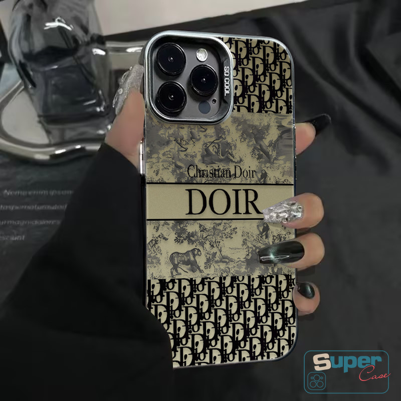 Ốp Lưng Tương Thích Cho iPhone 13 17 11 16 15 14 12 Pro Max Air 7Plus 8Plus 8 7 15 14 16 Plus XR X XS Max SE 2020 Thương Hiệu Thời Trang In Chữ Doodle Mạ Ống Kính Kim Loại Bìa Mềm