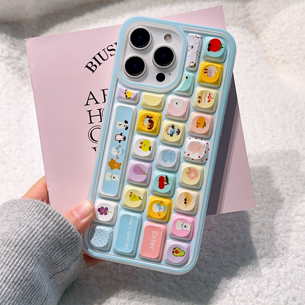 Ốp điện thoại TPU bàn phím phong cách kẹo đầy màu sắc cho iPhone 11 13 14 15 16 17 12 Pro Max 17 Pro Max