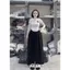 Bộ quần ống rộng da cá xám trơn + kết hợp áo thun croptop đơn giản, phong cách -quanao94